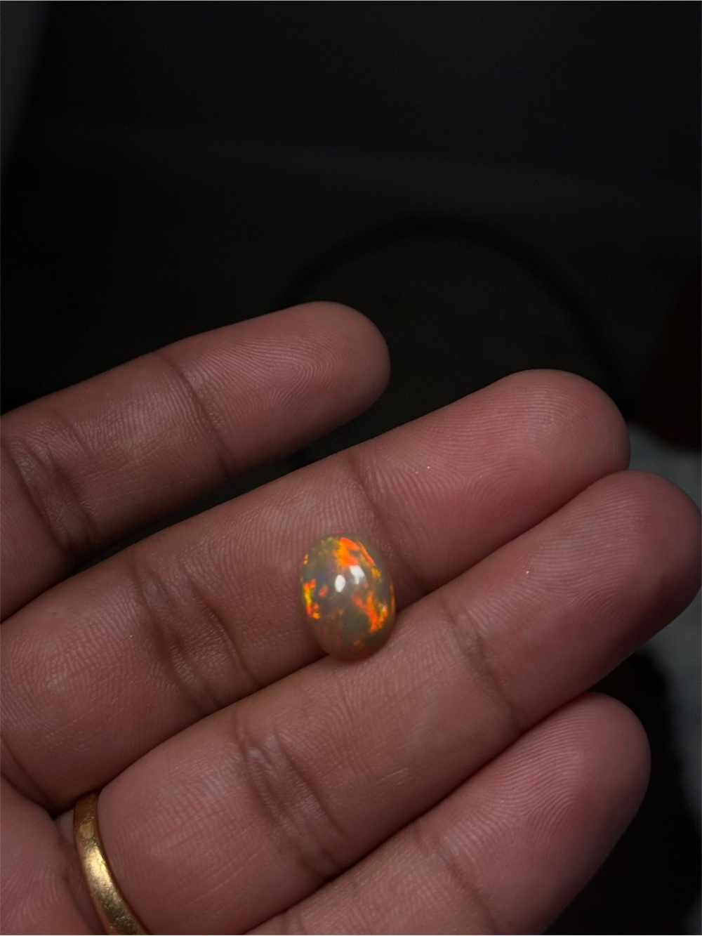 4 Ct Natural Ethiopian Welo Opal Oval Cabochon Red Orange Fire Sheen